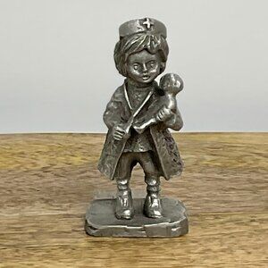 VINTAGE 1975 John Sullivan Miniature Little Girl Nurse Pewter Figurine 2.75"